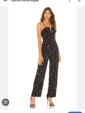 REVOLVE Black Star-Print Wide Leg Jumpsuit